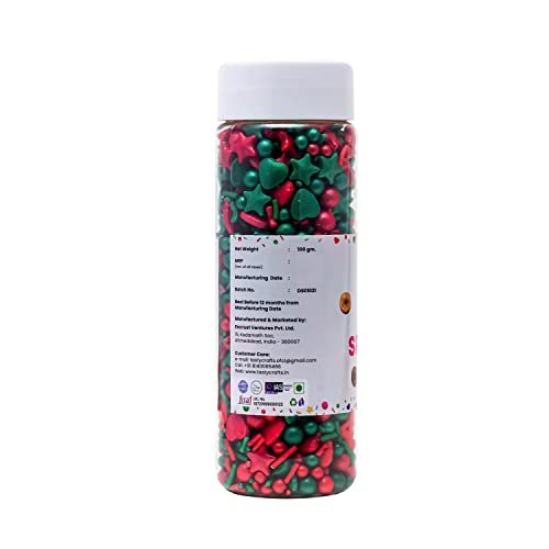 3194tVuPzwL - Manvik Foods Tastycrafts Mix Metallic Sprinkles, 100 GM | Edible Sprinkle | Colorful Dazzling Sprinklefetti | Baking Cake Items | Candy Toppers for Cake, Cupcake, Dessert, Pastry, Cookies Decorations - DM 025 - Image 3