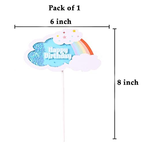 31v4On7L9AL - Manvik Foods AMFIN® Acrylic Rainbow Cloud Happy Birthday Cake Toppers Set for Cake Supplies Decoration Accessories / Cake Decorating Items Edible Topping / Cake Topper for Birthday Boy Party Decorations - Blue - Image 3