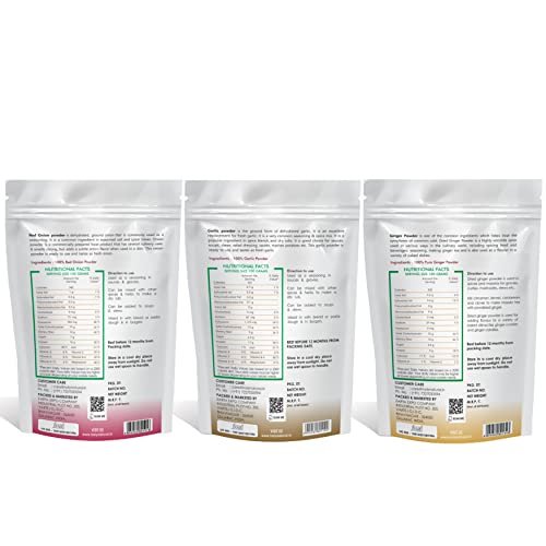 410CIeKWf9L - Manvik Foods Holy Natural’s Red Onion Powder, Garlic Powder & Ginger Powder – 100 GM Each I Flavour Enhancer I Use in sauces, salad dressings, gravies & stews I 100% Pure & Natural I (Pack of 3) - Image 3