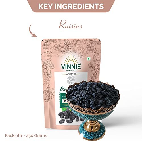 411kmo 0uEL - Manvik Foods Vinnie Best Afghani Black Raisins | Fresh Kishmish 250gms - Image 4