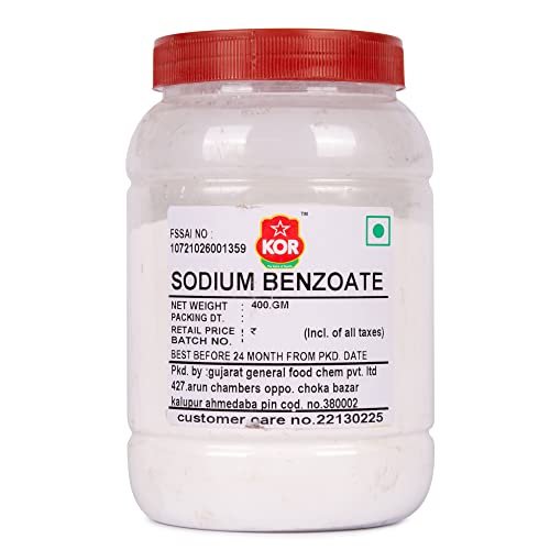 415WnyLgBL - Manvik Foods KOR Sodium Benzoate Powder - 400g (Pack of 1) / Food Grade/Pickles, Salad Dressing, Bottled Lemon Juice, Soya Sauce, Soda/Multipurpose Uses - Image 3