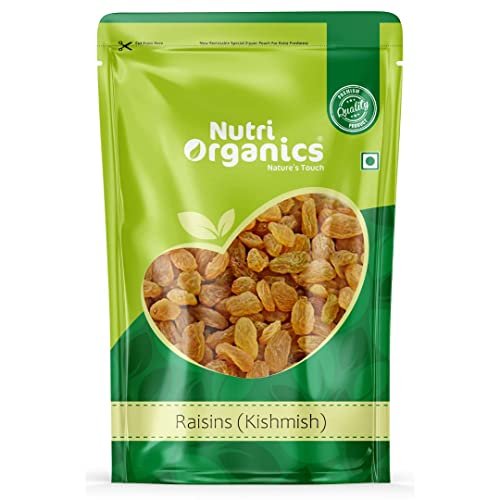 416C2z7ltL - Manvik Foods Nutri Organics Dry Fruits Premium Seedless Kismis Green Raisins Dry Grapes Kishmish - Ziplock Pouch 1kg