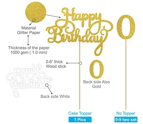 418DVcg8ZdL - Manvik Foods SVM CRAFT® Gold Glitter 0-9 Cake Topper and Happy Birthday Cake Topper for 18th-21th-30th-40th-50th-60th-70th-80th-90th Birthday Party Decoration Supplies of Set 21 - Image 6