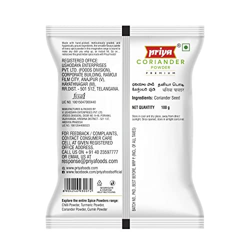 418Mn oGzBL - Manvik Foods Priya Premium Coriander Powder, 100g (Pack of 4) - Authentic, Aromatic, Flavourful Spice - Image 3