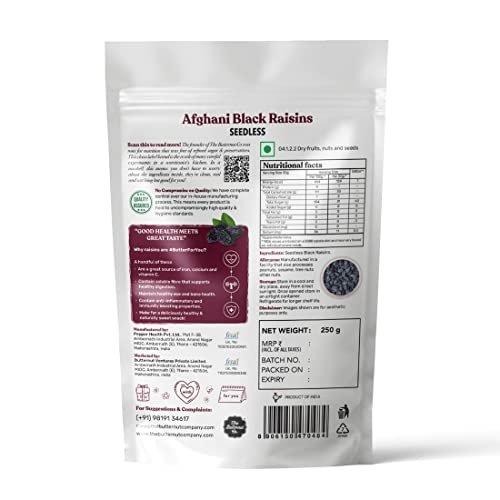 4194aQkUoL - Manvik Foods The Butternut Co. Seedless Black Raisins 250g | 100% Natural | High Fiber | Gluten Free | Naturally Sweet | Hand Picked Kismis - Image 4