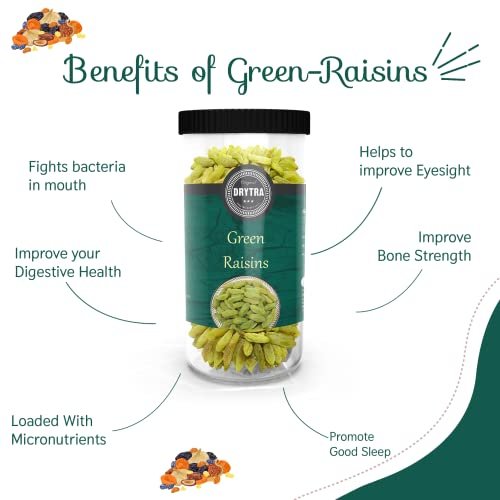- Manvik Foods Drytra Premium Raisins | Green Raisins |100% Pure Premium Green Raisins Seedless (1kg) - Image 5