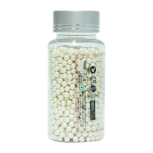 41AknG5nfbL - Manvik Foods Confect Edible White Disco Balls Sprinkles 4 MM 120 Gms for cake cupcake decor - Image 4