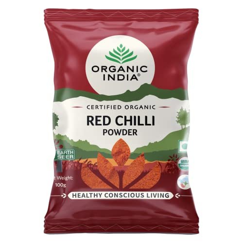 41DHJLiHeoL - Manvik Foods ORGANIC INDIA Natural Food Additive Without Synthetic Pesticides Organic Red Chilli Powder 100gm