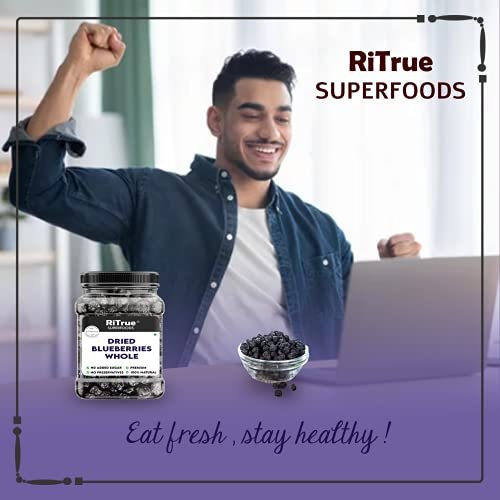 41EA4DDDLIS - Manvik Foods RiTrue - Dried Whole Blueberry - 1 Kg Jar - ( Gluten Free, Vegan & NON GMO ) Organic Unsweetened Blueberries Dry Fruits without sugar - Image 6