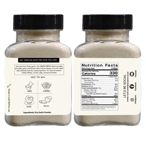 41FDesKcMmL - Manvik Foods Omas Fresh Garlic Powder 70g (Dehydrated) For Garlic Bread, Soup, Sabji, Sauces And Many More (Garlic Powder) - Image 5