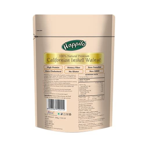 41IK7Oe9hL - Manvik Foods Happilo 100% Natural Californian Inshell Dried Walnut 200g | Premium Akhrot Giri | High in Protein & Iron | Low Calorie Nut - Image 3