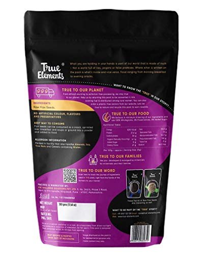 41IPWddaV L - Manvik Foods True Elements Flax Seeds 500g -Fibre Rich Flax Seeds for Hair Growth | Diet Food | Flax Seeds for Eating - Image 3