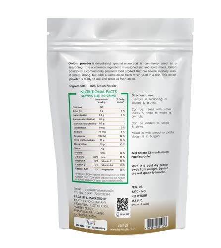 41KQUYFPrLL - Manvik Foods Holy Natural Onion Powder (250gm), used in Seasoning, Pizza, Sandwich, Pasta, Soup, Salad, Gravies, Many More Tasty Dishes, Promote Bone Health, Good For Health. - Image 3