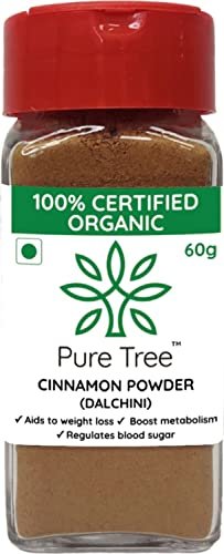 41LCUvPblfL - Manvik Foods Pure Tree | Certified Organic | Dalchini Powder | 60 g | Glass Jar | Cinnamon Powder | Vegan | Aroma & Flavour | For Sauces, Seasoning, Vegetable Dishes