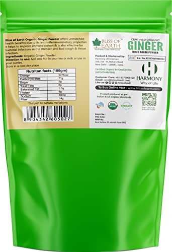 41Lic45CKpL - Manvik Foods Bliss of Earth Certified Organic Ginger Powder Dry for Tea & Juice, Pure Antioxidant Super Food, 250GM - Image 3