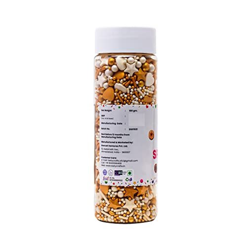 41NLJjezVSL - Manvik Foods Tastycrafts Mix Metallic Sprinkles, 100 GM | Edible Sprinkle | Colorful Dazzling Sprinklefetti | Baking Cake Items | Candy Toppers for Cake, Cupcake, Dessert, Pastry, Cookies Decorations - DM 001 - Image 3