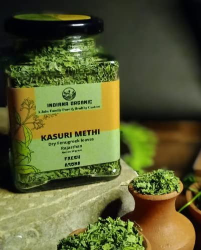 41NeqCIO0aL - Manvik Foods Indiana Organic Kasuri Methi, Dry Fenugreek Leaves, Kasoori Methi, Rajasthan Fresh OCT 2022 Harvest - 50 Gram - Image 3