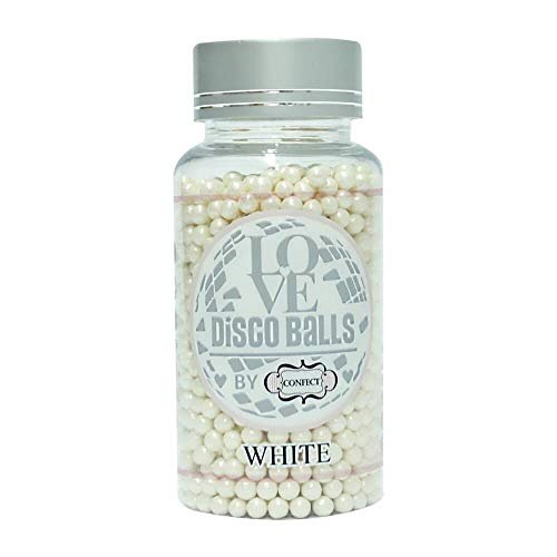 41OstZElfgL - Manvik Foods Confect Edible White Disco Balls Sprinkles 4 MM 120 Gms for cake cupcake decor