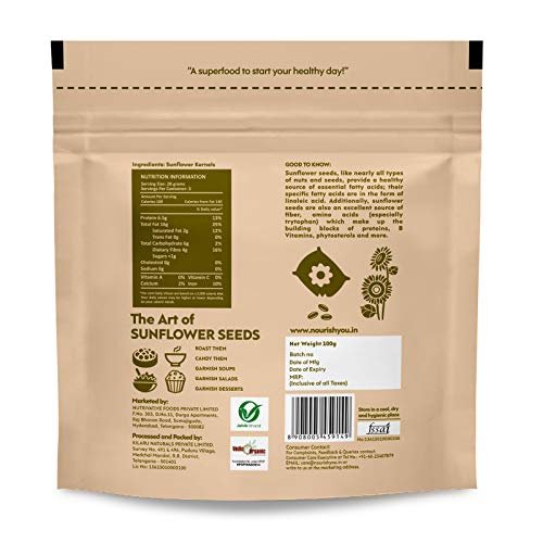 41QJP4tnYL - Manvik Foods Nourish You Organic Sunflower Seeds Sunflower Seeds (100G) Each - Raw Sunflower Seeds for Eating | Diet Food | Healthy Snack | Rich in Protein & Fiber (Pack of 2 ) - Image 4
