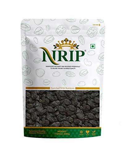 41RZl5fPm5L - Manvik Foods NRIP Black Raisin (Afghani Seedless) Dry Grapes 200 Gm