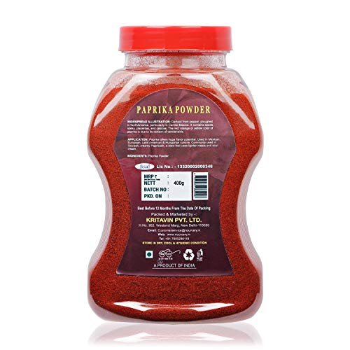 41RidzQG9gL - Manvik Foods Nourcery Paprika Powder, 400g (Chilli Ground Spice) - Image 3