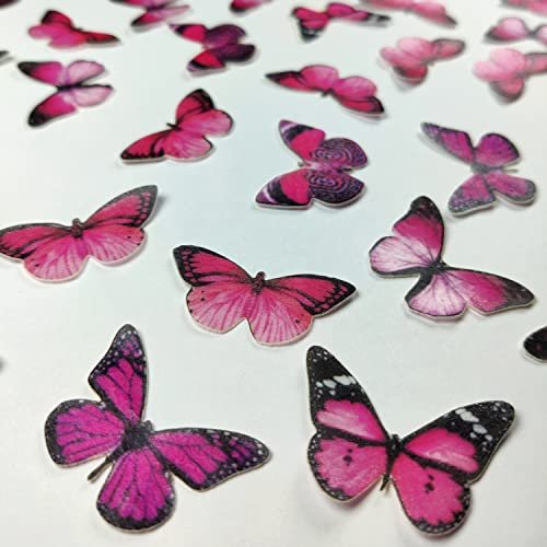 41VaiOLCSZL - Manvik Foods Tastycrafts Pre-Cut Wafer Paper | Edible | Stick-on Cake décor | Pink Butterfly | Small - 38 Pcs (Pack of 1)