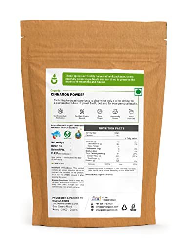 41Vi98MCf9L - Manvik Foods Pure Organio Organic Cinnamon Powder - Dalchini Powder Cineman Cooking Tea Baking (100 Gm) - Image 3