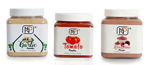 41VoT7Dg6HL - Manvik Foods NaturePlatter Nature Platter Powder Combo of 3 ( Garlic Powder 400g + Red Onion Powder 400g + Tomato Powder 400g )