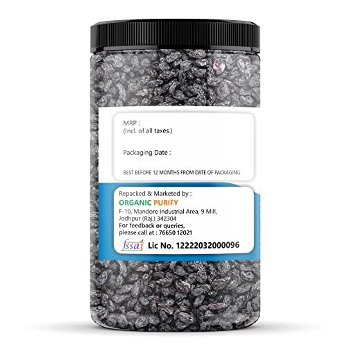 41XS24UGavL - Manvik Foods Organic Purify Premium Afghani Seedless Black Raisins - 500g Jar Pack - Image 3