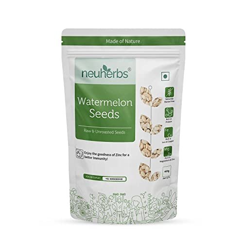 41a4edlnuML - Manvik Foods Neuherbs Raw unroasted Watermelon Seeds for eating, Rich in Protein, Potassium, Magnesium & Iron- 400g