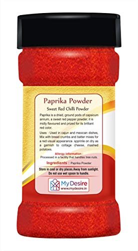 41b1j4Lr tL - Manvik Foods Desire Paprika Powder 200 Gram | 100% Pure | No Artificial Colours, Flavours, fillers or preservatives |Garnish, Season, Make Spice rubs or marinades - Image 3