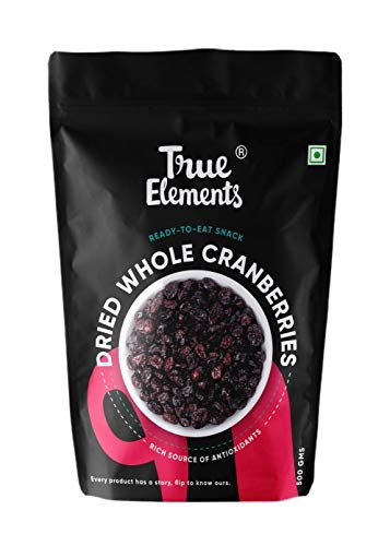 41eUQhcn RL - Manvik Foods True Elements Whole Cranberry 500g - Cranberries Dry Fruit | Antioxidant Rich, Non-GMO, Gluten Free & Vegan | Healthy Snack