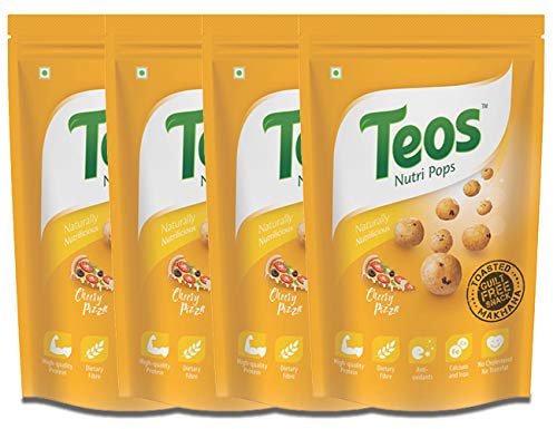 41emW6O9wL - Manvik Foods Teos Nutri Pops Roasted Makhana Snacks, Cheesy Pizza, Tasty, Healthy & Crispy Munchies, Pack of 4, 300 g.