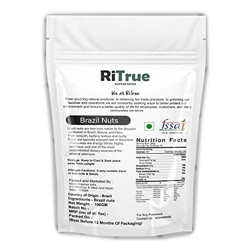 41fpb5j01JL - Manvik Foods RiTrue - Jumbo Brazil Nuts 100g - Selenium Rich Organic Dry Fruit - Handpicked brazilian nuts - Image 8
