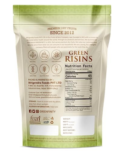 41guEfR1tDL - Manvik Foods GreenFinity Seedless Green Raisins 1kg - Image 3