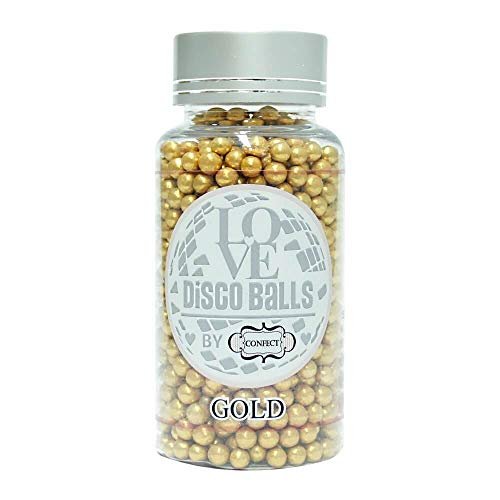 41h0kCC9vL - Manvik Foods Confect Edible Gold Disco Balls Sprinkles 5 MM 120 Gms for cake cupcake decor