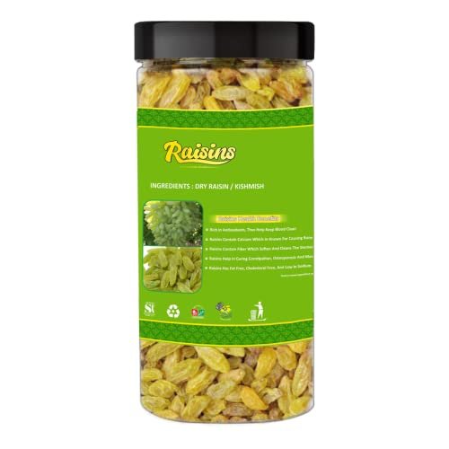 41ipCbL7oHL - Manvik Foods YUM YUM Premium Dried Seedless Green Raisins Kishmish Dry Fruits 500g Jar - Image 4