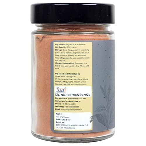 41jERmadulL - Manvik Foods Urban Platter Non-Alkalized Organic Cacao Powder, 100g - Image 3
