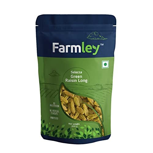 41lDDYMUzL - Manvik Foods Farmley Selecta Best Long Green Raisin Kishmish | Dry Grapes 200g