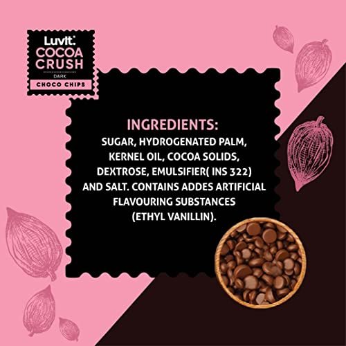 41mn NfUu4L - Manvik Foods LuvIt Cocoa Crush Dark Choco Chips | Rich Taste | Ideal for Baking | Cake Decoration| Milk Shakes & Smoothies| Gluten Free | Vegan | 350gms - Image 4