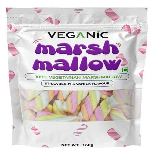 41neG8632IL - Manvik Foods Veganic Marshmallows Pure Veg Pack Of 4 Heart Twist Flower & Watermelon Shaped Vegetarian Marshmallow Candy Soft And Tasty Candy Perfect For Kids Adults 160 * 4 gm - Image 6