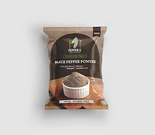 41qFsKP4UML - Manvik Foods Pepperin® Black Pepper Powder (Kali Mirch Powder) Fresh Ground Wayanad Black Pepper, 100g