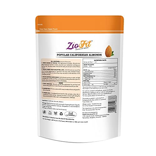 41sK59C0JlL - Manvik Foods Ziofit Popular Californian Almonds 1 Kg, Raw Badam Dry Fruit, High Protien Snack and Super Healthy Nuts - Image 3