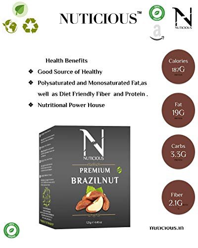 41sUBXVfAbL - Manvik Foods NUTICIOUS Brazil Nut 125 G X 3 Pack of 3)…Dryfruits & Berries,Diwali Gifts ,Diwali Offer ,Nuts - Image 7