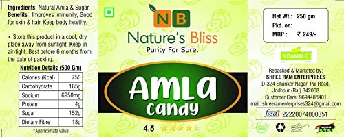41ssgu6zHL - Manvik Foods Nature's Bliss: Amla Candy | Dry Sweet Amla Candy- Sweet Amla Candy- Amla Candy | Organic Indian Gooseberry |-250Gm jar Pack - Image 4