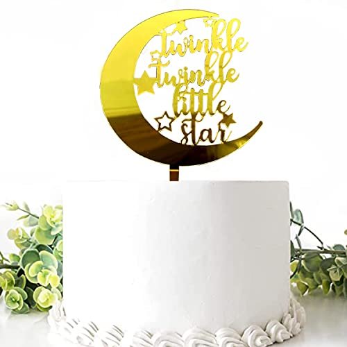 41tvMLyIwvL - Manvik Foods AMFIN® Twinkle Twinkle Little Star Gold Cake Topper For Birthday Decoration / baby shower topper / little star birthday cake topper / 1st birthday star cake Topper - Image 4