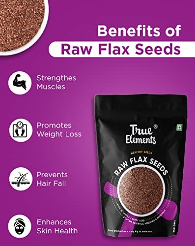 41v3ar03QAL - Manvik Foods True Elements Flax Seeds 500g -Fibre Rich Flax Seeds for Hair Growth | Diet Food | Flax Seeds for Eating - Image 4