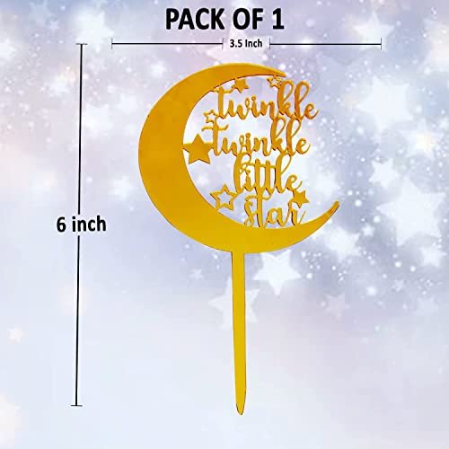 - Manvik Foods AMFIN® Twinkle Twinkle Little Star Gold Cake Topper For Birthday Decoration / baby shower topper / little star birthday cake topper / 1st birthday star cake Topper - Image 3