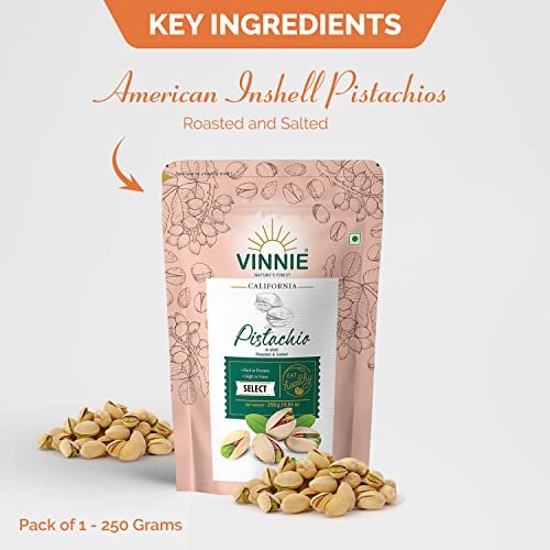 51 CWEuZsL - Manvik Foods Vinnie American Inshell Pistachios - Roasted and Salted Pista with Shell - Tasty, Healthy Nuts and Dry Fruits - 250 Grams, Pack of 1 - Image 5