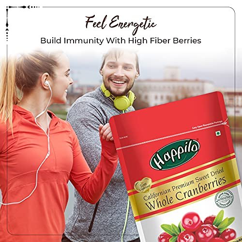 510YZ8KlPaL - Manvik Foods Happilo Premium Californian Dried and Sweet Whole Cranberries, 200g | Real Dried Fruit | No fat and Low Calories | High Antioxidants, Dietary Fiber & No Gluten - Image 8